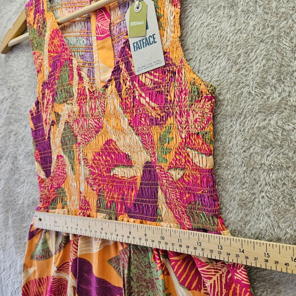 NWT FatFace Aria Tropical Floral Midi Dress Fitted Shirred Top & Flowy Skirt New - Picture 8 of 10